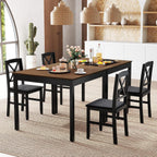 GIANTEX 3-Piece Dining Table Set for 2 - Small Wooden Kitchen Table with Upholstered PVC Leather Chairs, Rubber Wood Legs, Modern Compact Dining Set for Dinner, Kitchen, Restaurant, Dinette (Brown)