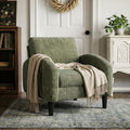 Homkdom Accent Chair with Side Pockets & Ergonomic Backrest,Green | Corduroy fabric, 6.3" thick cushion with pocket coil springs. Solid wood frame, 300 lbs capacity. Fits any small space.