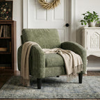 Homkdom Accent Chair with Side Pockets & Ergonomic Backrest,Green | Corduroy fabric, 6.3" thick cushion with pocket coil springs. Solid wood frame, 300 lbs capacity. Fits any small space.