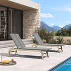 PURPLE LEAF Oversize Outdoor Chaise Lounge Set of 2 Champagne Frame, Black | 3-Year Color Retention PE Rattan, 2.4" Thickened Aluminum Frame, 16.14" Knee-Friendly Height, French-Inspired Style