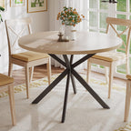 ChooChoo 47.2 Inch Round Dining Table for 4 | Farmhouse Wood Kitchen Table, Circle Dinner Table for Kitchen & Dining Room, Natural Oak