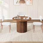 weselon 42"-105" Extendable Dining Table for 4-12, Expandable Oval Dining Room Table with Fluted Pedestal Base & Reinforced Metal Support Leg, Large Modern Kitchen Table for Dining Room (Walnut)