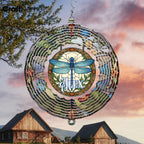 Personalized Dragonfly Wind Spinner 3D Stainless Steel, Dragonfly Garden Spinner Hanging Outdoor Decor, Wind Spinners Outdoor, Custom Gift for Grandmother, Mom, Wife