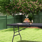 Folding Table 6ft, Heavy Duty Portable Utility Table with Handle, Black | Fold-in-half Design,Easy Storage,HDPE Top,Sturdy Legs,330lbs Support,Indoor Outdoor Use for Dining,Parties,Picnic