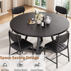 Jocoevol 51" Round Dining Table Kitchen Dining Room Circle Dinner Pedestal Table for 4 6 8, Space Saving Wood Kitchen & Dining Room Furniture (Black)