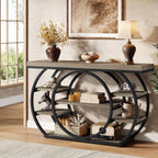 Tribesigns 47" Industrial Entryway Table with Staggered 5-Tier Shelf | Narrow Console with Metal Frame, 5-Tier Sofa Table for Living Room Entryway, Hallway, Foyer, Gray