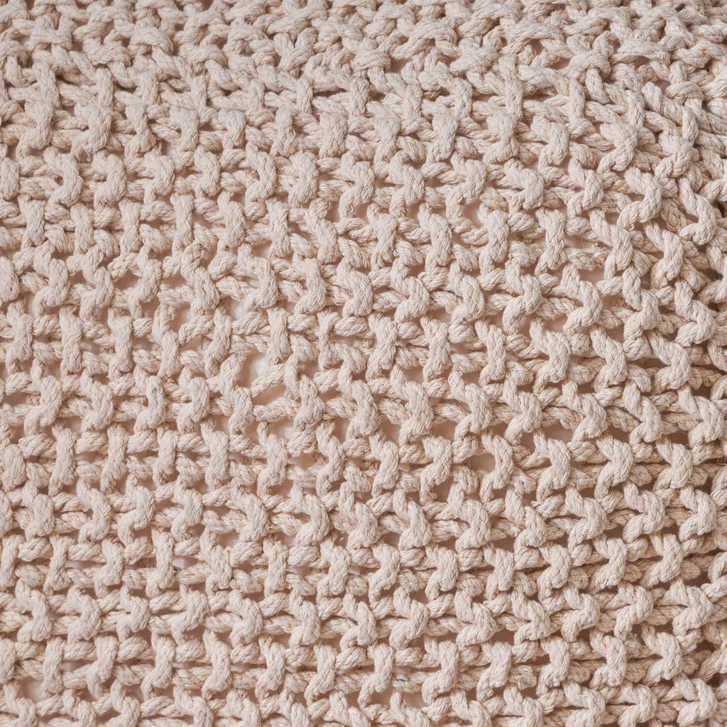 Christopher Knight Home Knox Knitted Cotton Pouf, Beige