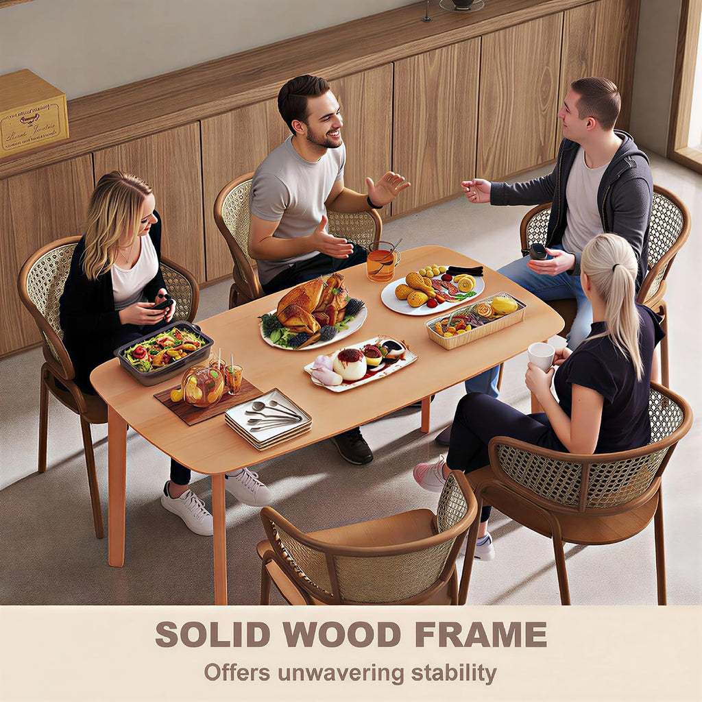HOMCOM Solid Wood Dining Table for 6 People, 59" Long Rustic Rectangular Kitchen Table with Large Tabletop for Dining Room, Natural