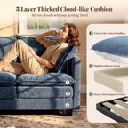 KYJ Loveseat Sofa, Cloud Love Seat Couch 3 Layer Cushion for Small Spaces | 50" Chenille Small Sofa, 27" Deep Seat, 2 Washable Pillow, in a Box for Bedroom & Living room, Singles, Couple & Kid, Blue