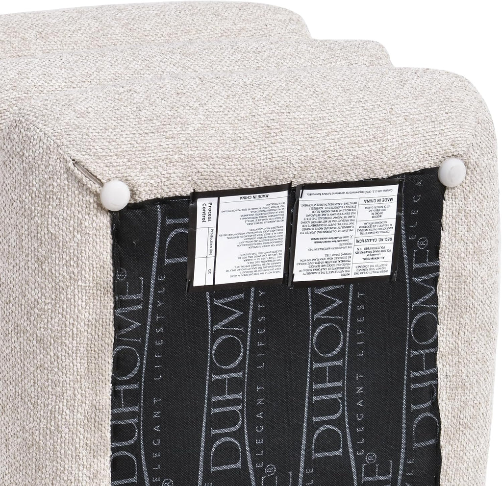 DUHOME 360°Swivel Upholstered Square Ottoman with Storage,Modern Boucle Ottoman Coffee Table with Removable Top White Vanity Stool with Storage for Bedroom, Living Room, Cream