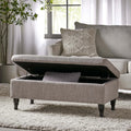 Storage Ottoman Bench, 40 Inch Tufted Ottoman with Storage Compartment and Solid Wood Legs, Multi-Purpose Foot of Bed Bench for Living Room, Bedroom, Entryway, Linen Fabric (Grey)