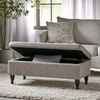 Storage Ottoman Bench, 40 Inch Tufted Ottoman with Storage Compartment and Solid Wood Legs, Multi-Purpose Foot of Bed Bench for Living Room, Bedroom, Entryway, Linen Fabric (Grey)
