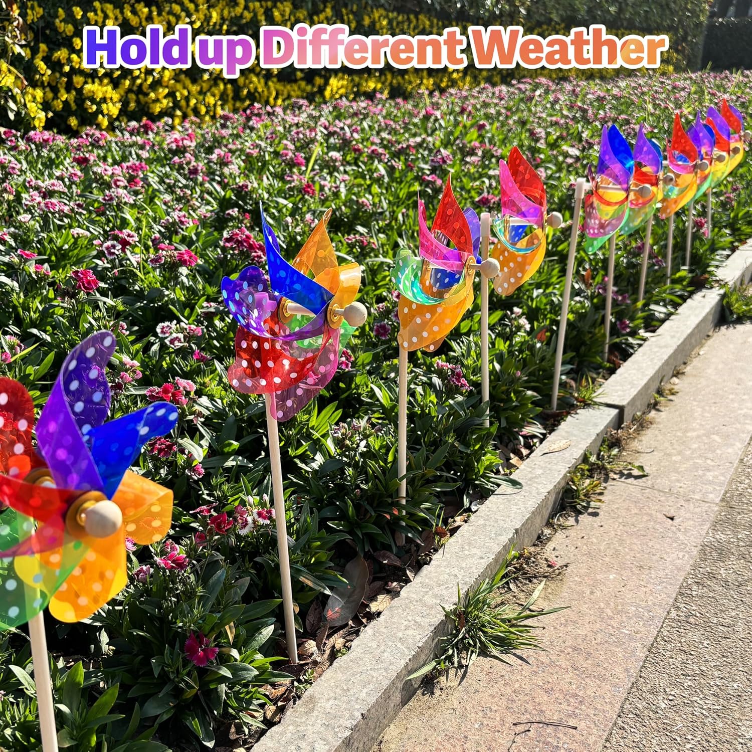 IilLittle 10 Pack Rainbow Pinwheel, No Assembly Required, Pinwheels for Kids, Pinwheels for Yard and Garden, Kids Party Decoration, Lawn Decoration, Picnic Party Decorations