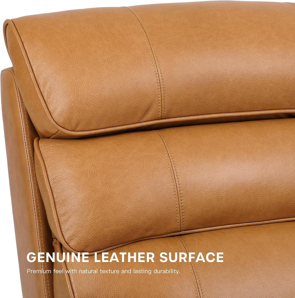 DYNOX 400 LBS Genuine Leather Big Tall Man Large-Wide Power Dual Motor Lift Recliners Chairs for Elderly, Lay Flat with Heat, Massage & Extended Footrest(9298L,Camel)