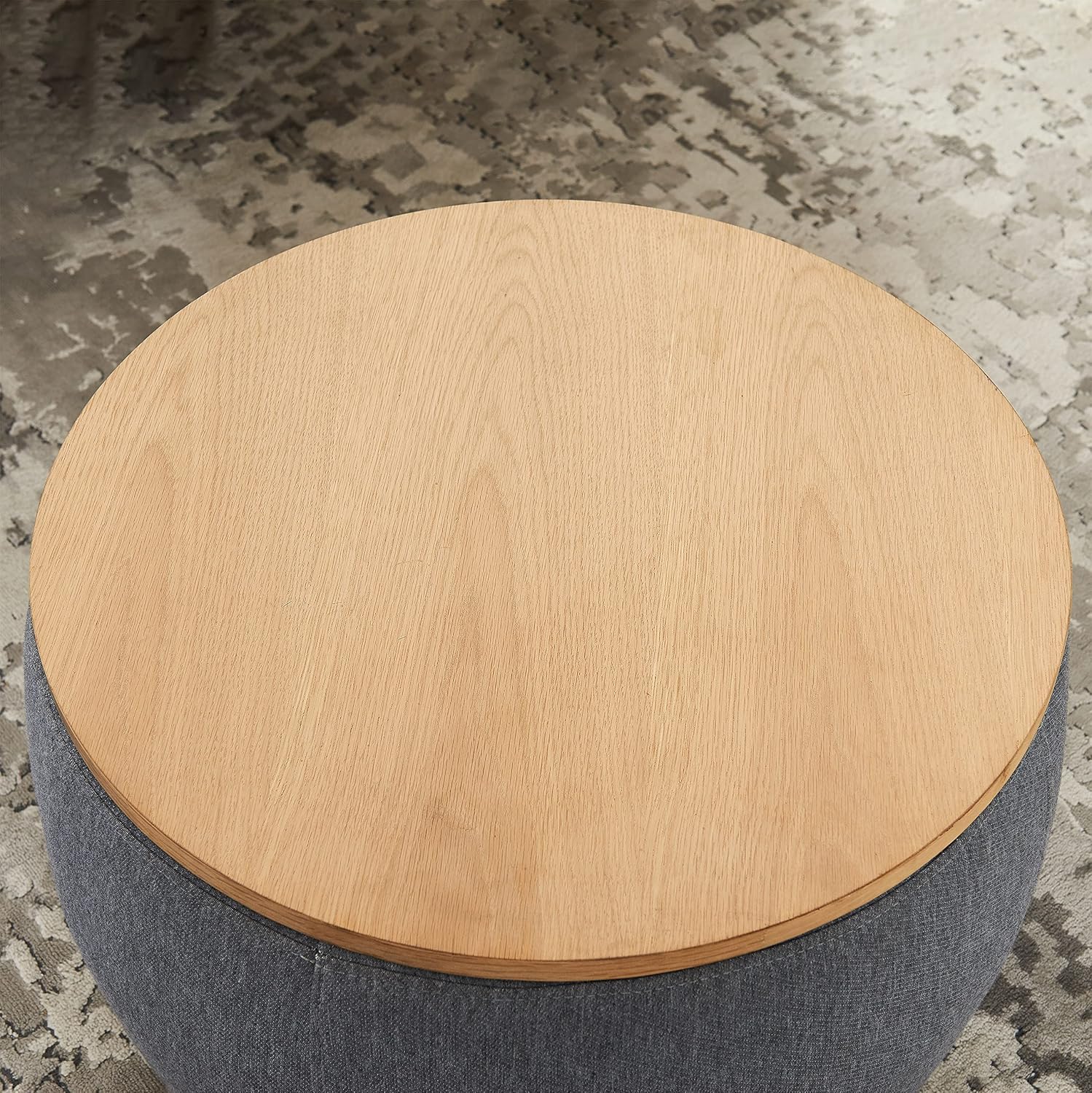 Round Ottoman, Ottoman with Storage, Coffee Table 2 in 1 Function, End Table for Living Room, Hallway, Bedroom (Dark Grey)