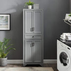 Crosley Furniture Tara Pantry Storage Cabinet with Shelves, Kitchen, Dining, or Laundry Room, Distressed Gray