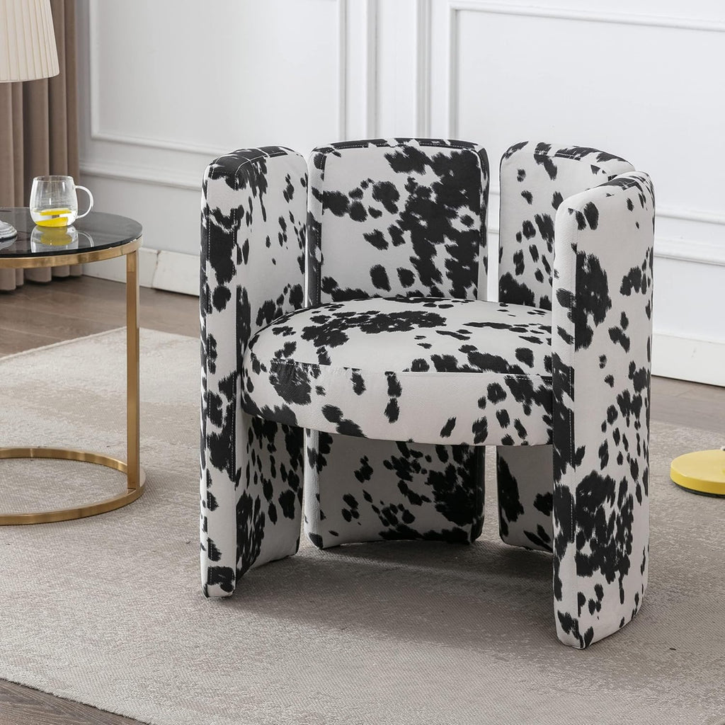 chairus Modern Dining Chairs Set of 2 Unique Sherpa Barrel Chairs Cute Comfy Upholstered Accent Chair for Living Room/Bedroom/Reception, Cow