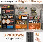 2500LBS Garage Shelving Heavy Duty 35.4"W Storage Shelves 5 Tier Heavy Duty Shelving Adjustable Garage Shelves for Basement, Warehouse, Commercial, Easy Assemble, 35.4" W x 71.2" H x 15.4" D
