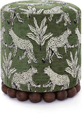 Tov Furniture Dex Olive Green Leopard Jacquard Ottoman