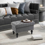 Gray Storage Ottoman with Removable Lid and Tufted Button Top