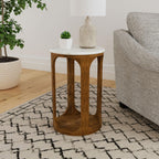 Coaster Home Furnishings Berkeley Round Marble Top Side Table White and Brown