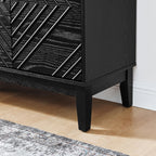 LKTART 60.5" Black Sideboard Buffet Cabinet,Modern Accent Credenza Storage Cabinet with 4 Doors, Media Console Table for Living Room Entryway