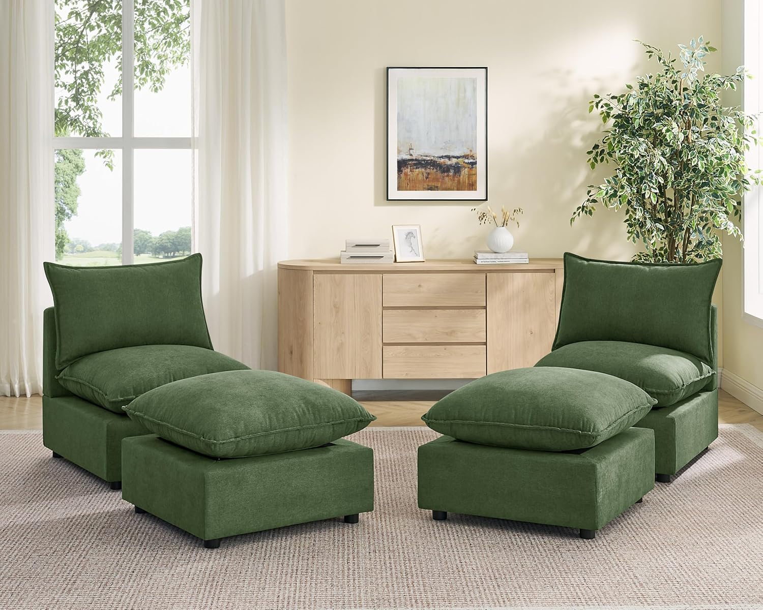 VANOMi Modular Ottoman Stool, Cube Footrest Replacement for Sectional Sofa, Upholstered Ottoman Seat