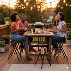 24 Inch Folding Stool Chair, Black Foldable Stool for Adults Portable, Lightweight Collapsible Bar Stool with Padded Seat, Compact Fold Up Stool for Parties, Weddings, Indoor Outdoor Use