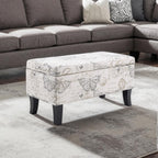 Convenience Concepts Designs4Comfort Winslow Storage Ottoman Bench 32" - Transitional Upholstered Footstool & Seat, for Living Room, Entryway, Hallway, & Bedroom, Butterfly Fabric