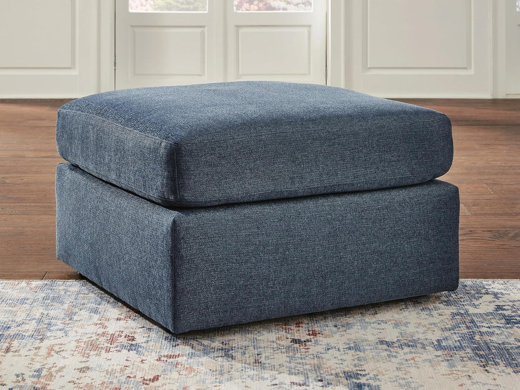 Signature Design by Ashley Modmax Oversized Accent Ottoman, Washable Stain Resistant Cover, Polyester, Engineered Wood, Wood, and Foam Construction, Flexible Modular Seating, 32" Square, Ink Blue