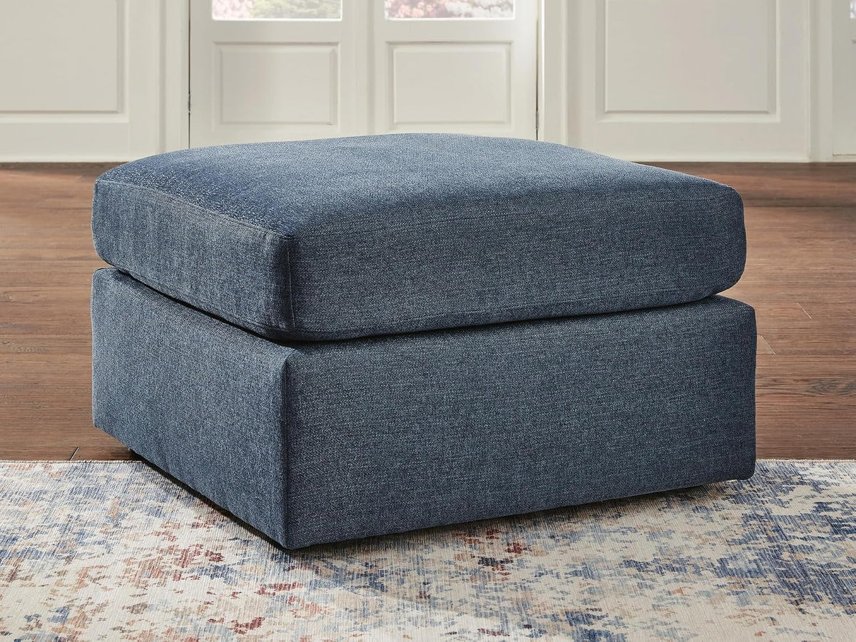 Signature Design by Ashley Modmax Oversized Accent Ottoman, Washable Stain Resistant Cover, Polyester, Engineered Wood, Wood, and Foam Construction, Flexible Modular Seating, 32" Square, Ink Blue