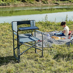 Portal Director Camping Chair with 2-Way Rotating Side Table, 300 lb, Gray | Height-Adjustable Swivel Tray with Cup Holder, Breathable Mesh Back, Portable for Camping, Tailgating, Lawn and RV Travel