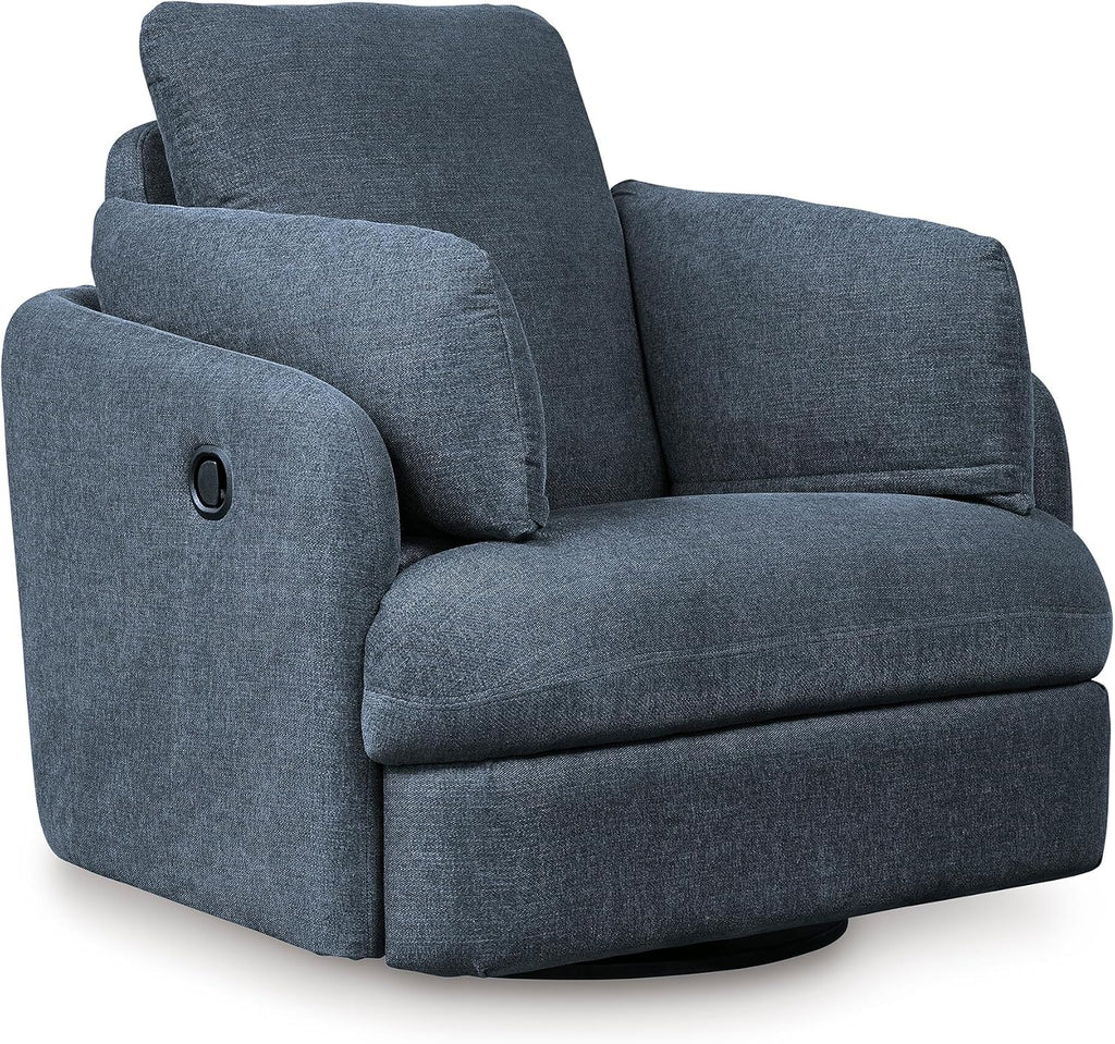 Signature Design by Ashley Modmax Swivel Glider Recliner, Hidden Storage & Washable Bolsters, Next-Gen Nuvella Performance Fabric, Modern Chair for Living Room or Office, Ink Blue