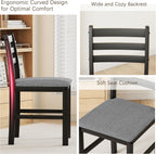 WiberWi Dining Table Set for 4, Solid Wood Kitchen Table and Chairs Set of 4, 43.3” Space-Saving Mid Century Modern Dining Room Table with Upholstered Chairs, Black