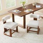 CHITA Upholstered Dining Chairs Set of 2, FSC Certified Modern Kitchen & Dining Room Chairs with Solid Wood Frame in Wulnut Finish, Fabric in Pearl (White)
