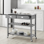 Crosley Furniture Chloe Rolling Kitchen Island | Storage Cart, Microwave Stand, Wine Rack, Gray