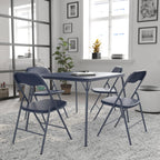 Flash Furniture Madison 5-Piece Folding Card Table and Chair Set, Navy | Portable, Indoor/Outdoor, Event Table and Chairs