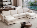 Ihanherry 152" Oversized Modular Sectional Sofa, Modern U Shaped Cloud Couch with 2 Storage Ottoman, 6-Seat Comfy Chenille Deep Seat Sofa with 2 Pillows for Living Room, Beige