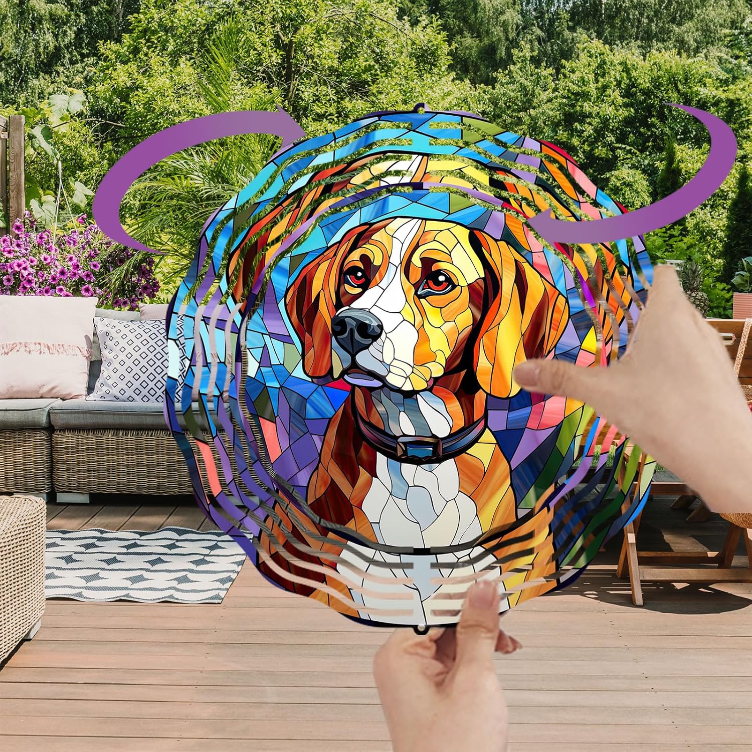 Beagle Dog Wind Spinners Outdoor Dog Memorial Gifts, 3D Metal Kinetic Hanging Garden Wind Spinner, Spinner Decor, Wind Sculptures for Outdoor & Indoor, Window, Yard Decor (Beagle 1)