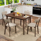 Giantex Dining Table for 4, 48" Rectangular Wooden Kitchen Table with Solid Rubber Wood Legs, Mid Century Modern Dinner Table for Dinette, Living Room, Home Office (Brown)