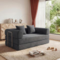 Futon Sofa Bed Modular Loveseat Sleeper Folding Pull Out Couch with Pillows, No Assembly Required Couch for Living Room Bedroom Guest Room (Grey, 53.15" Loveseat Sofa)