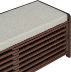 SOFTSEA Shoe Storage Bench with Cushion, 2-Tier Entryway Bench with Sliding Shutter Doors for Entryway, Bedroom, Living Room, Farmhouse Style, 43.3" W x 15.4" D x 16.5" H (Espresso)