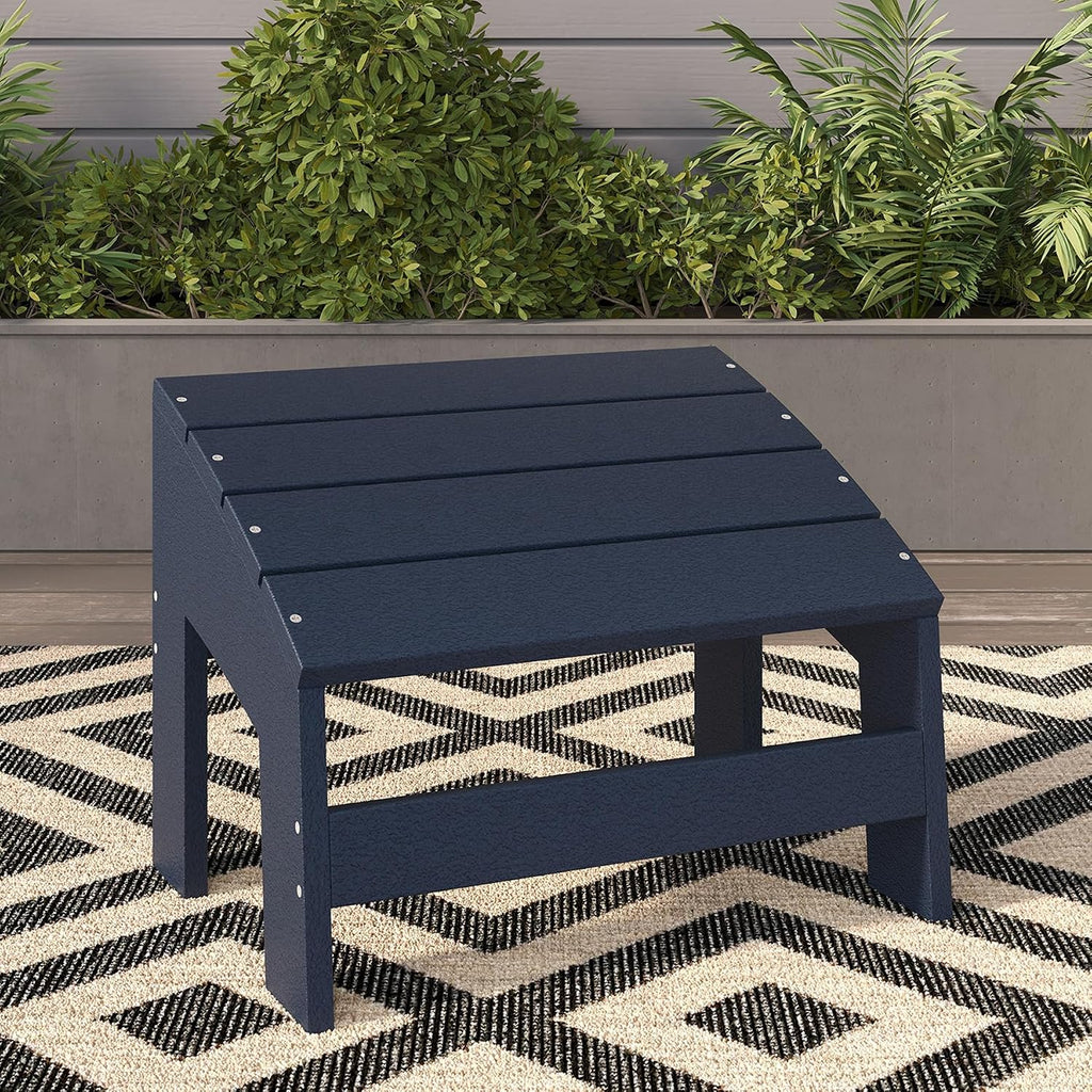 Crystal Harbor Outdoor Footstool, Navy – Recycled HDPE All-Weather Ottoman for Adirondack Chairs