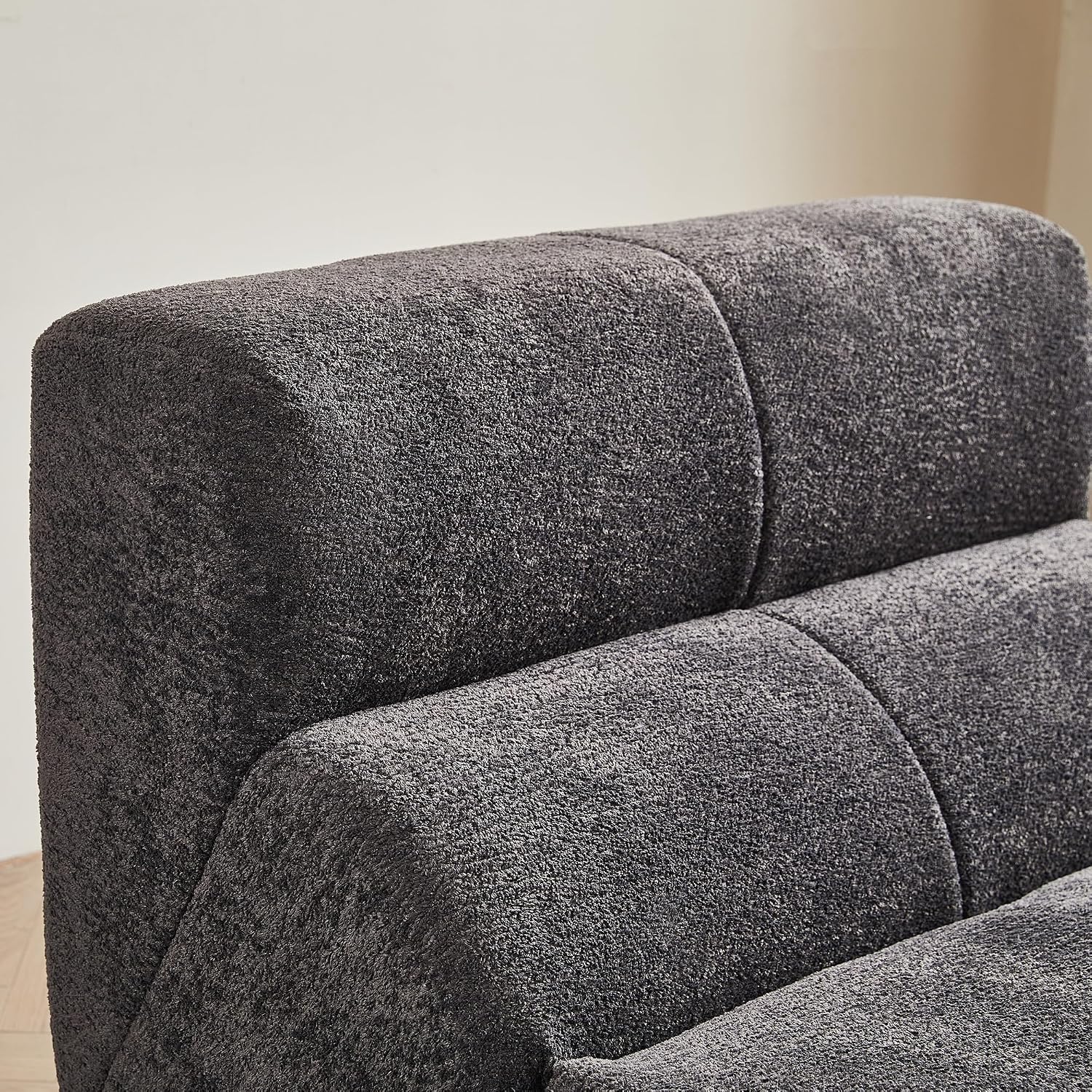 Fireside Chair, Modern Comfy Raindrop Velvet Fabric Bean Bag Chairs, Upholstered Lazy Floor Sofa Relaxing Lounge, Single Armless Lazy Chair for Living Room, Bedroom, Office, Grey