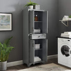 Crosley Furniture Tara Pantry Storage Cabinet with Shelves, Kitchen, Dining, or Laundry Room, Distressed Gray