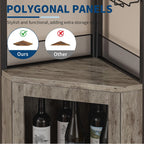 GAOMON Corner Wine Cabinet with Wine Rack and Glass Holder 5 Tier Modern Corner Wine Cabinet Corner Bar Cabinet Industrial Liquor Cabinets for Kitchen, Living Room, Dining Room,Grey