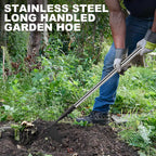 Garden Hoe, Long Handle Hoe Garden Tool with Non-Slip Silicone Cover, 56-Inch Stainless Steel Handle, Heavy Duty Hoe with Durable Blade, for Digging Loosening Weeding Planting