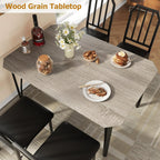 GAOMON 5-Piece Dining Table Set for 4, Modern Kitchen Table with Chamfered Design and Upholstered Chairs, Leather-Cushioned Seats for Small Spaces and Apartments, Space-Saving (Gray/Black,5 Pack)