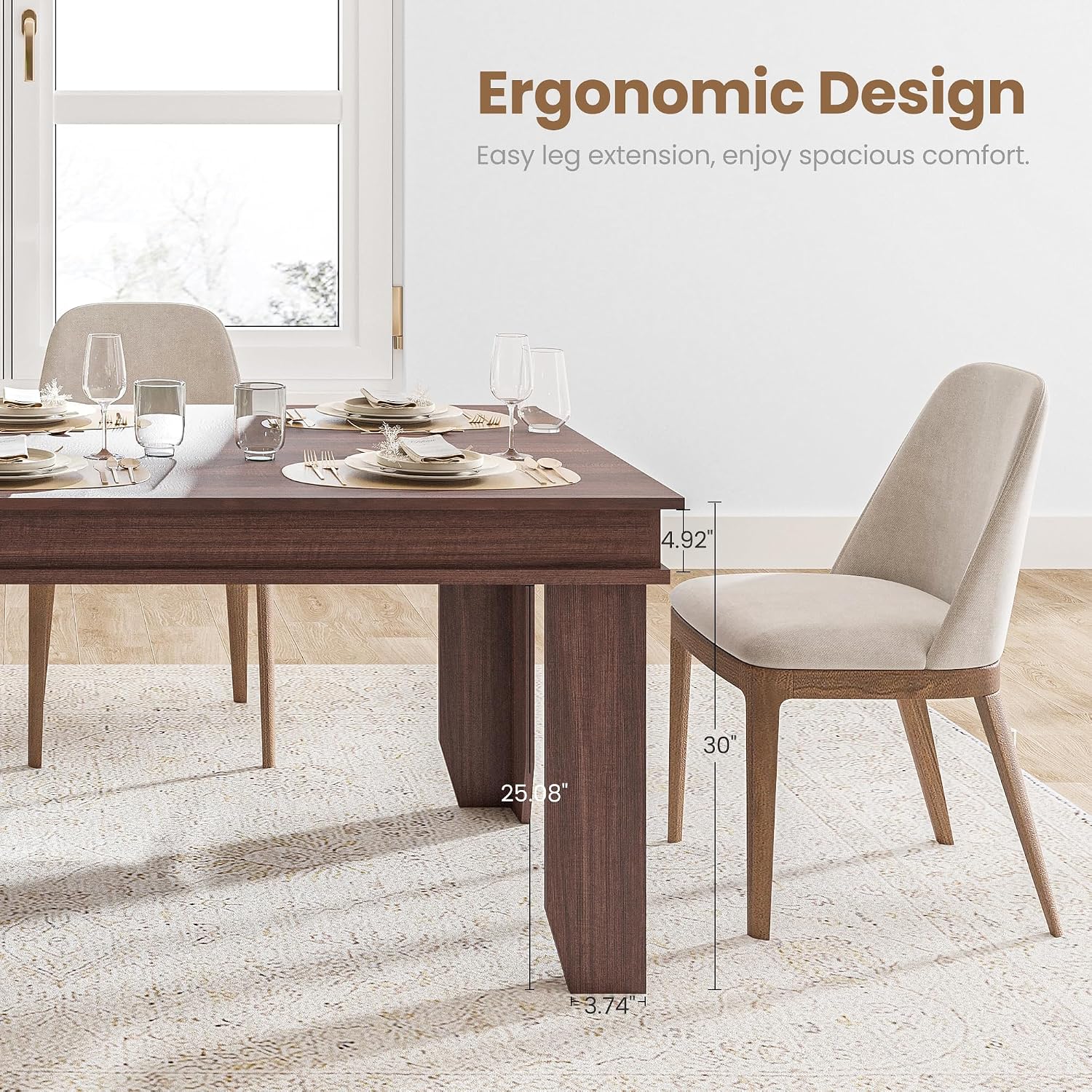 GAOMON Farmhouse Dining Table for 6-8 People, 71" Long Wood Kitchen Table with Sturdy Frame & Rustic Wooden Finish, 6-8 Seats Large Rectangular Tables for Dinner, Kitchen, Dining Room