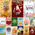 Seasonal Garden Flag Set of 12 Yard Flags for Outside12x18, Double Sided Small Garden Flags,4th of july Garden Flag,Welcome Fall Halloween Holiday Decoration Outdoor Flags for Garden